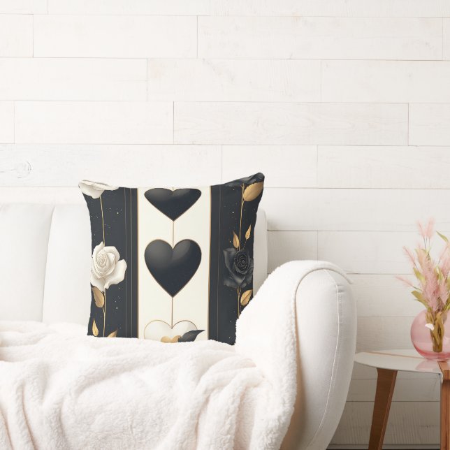 DISTRESSED BLACK GOLD WHITE VALENTINE THEMA KISSEN (Liege)