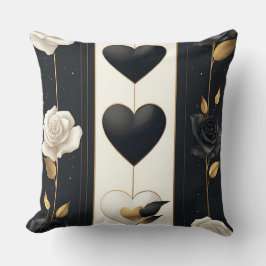 DISTRESSED BLACK GOLD WHITE VALENTINE THEMA KISSEN