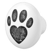 Distressed Black Heart Pawprint Ceramic Knob Keramikknauf (Rechts)