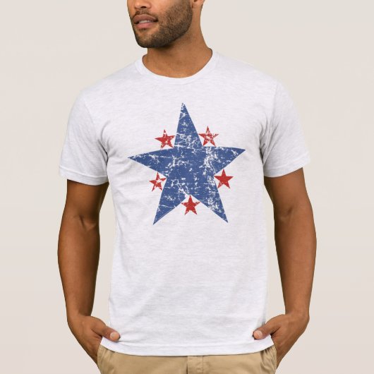Distressed Blue Star Red America Old Glory USA Art T-Shirt (Vorderseite)