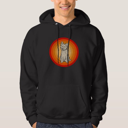 Distressed Border Collie Dog  Retro Style Hoodie (Vorderseite)