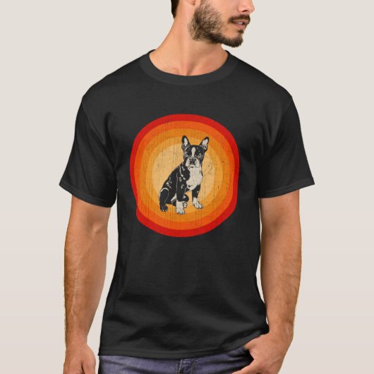 Distressed Boston Terrier  Retro Style T-Shirt (Vorderseite)