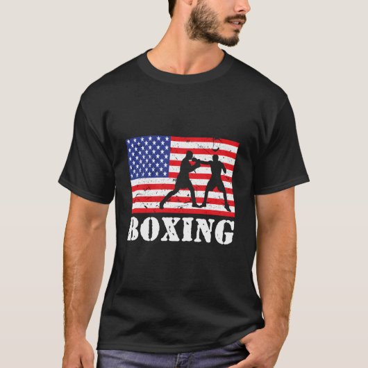 Distressed Boxing Usa American Flag Boxer Fighter T-Shirt (Vorderseite)