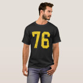 Distressed Bright Gold Number 76 Jersey Player Uni T-Shirt (Vorne ganz)