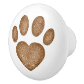 Distressed Brown Heart Pawprint Ceramic Knob Keramikknauf (Rechts)