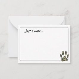Distressed Camo Dog Paw Print Just a Note Mitteilungskarte