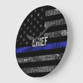 Distressed Chief Police Flag Große Wanduhr (Winkel)