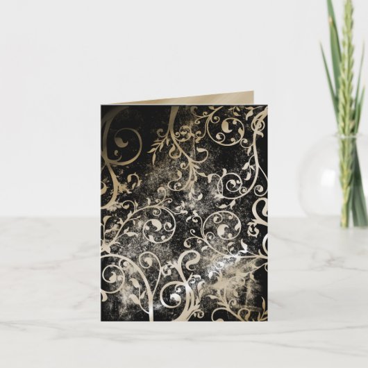 Distressed Damask Gothic Grunge Wedding RSVP Einladung (Vorderseite)