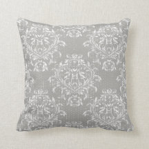 Distressed Damask-Wurfkissen - Grau