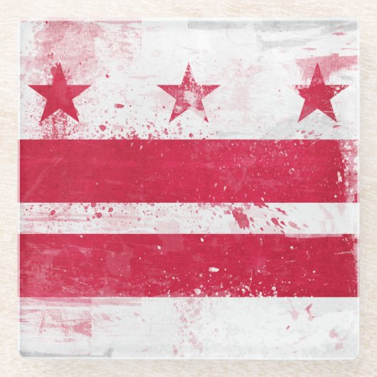 Distressed District of Columbia Flag Glasuntersetzer (Vorderseite)