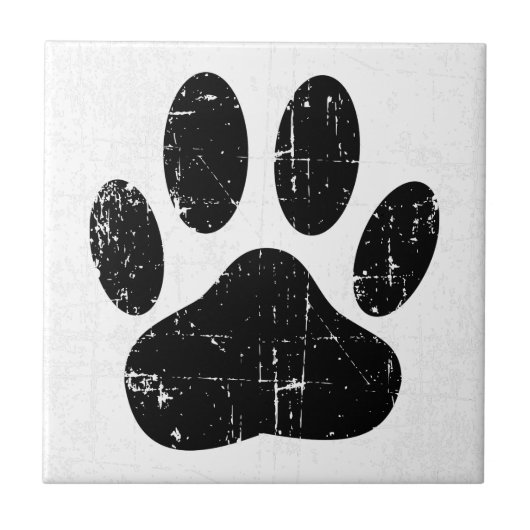Distressed Dog Pawprint Canine Paw Fliese (Vorderseite)