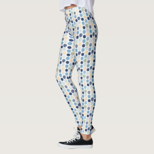 Distressed Dots Blue Green Circles Messy Leggings