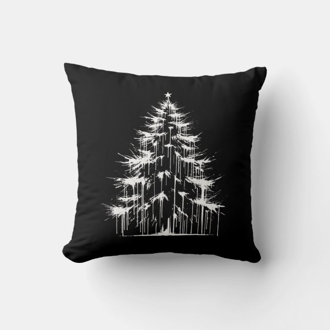 Distressed Drippy Gothic Chic White Christmas Tree Kissen (Vorderseite)