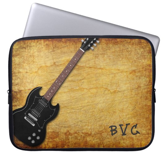 Distressed Electric Guitar Mit Monogramm Laptopschutzhülle (Vorderseite)