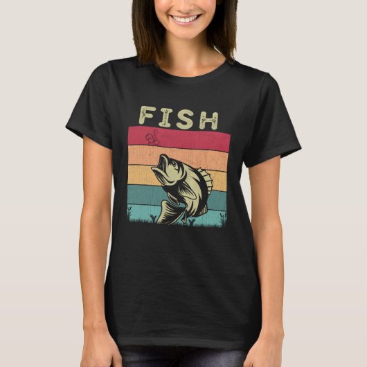 Distressed Fish  Boys Girls Retro Style Fish T-Shirt (Vorderseite)