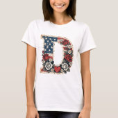 Distressed Flag Buchstabe D Florales Monogramm T-Shirt (Vorderseite)