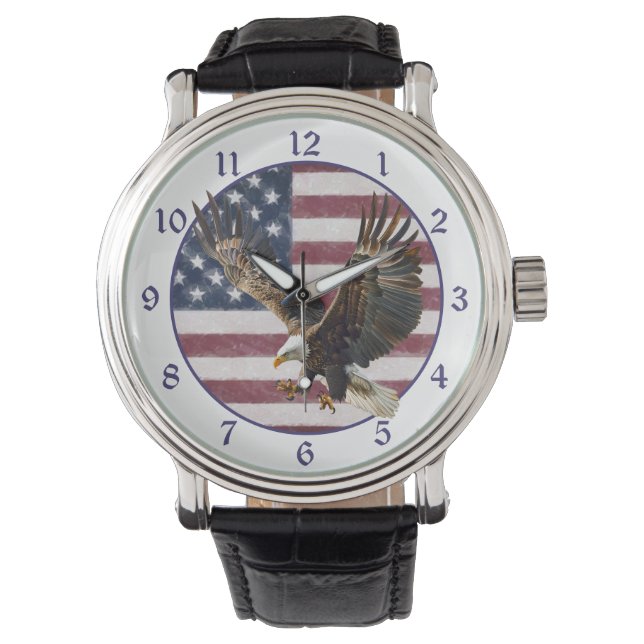 Distressed Flag Eagle Landing Armbanduhr (Vorderseite)