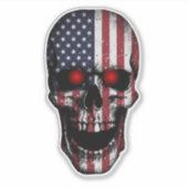 Distressed Flag Skull Red Eye Vinyl Decal Aufkleber (Vorderseite)