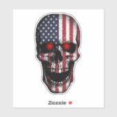 Distressed Flag Skull Red Eye Vinyl Decal Aufkleber (Blatt)