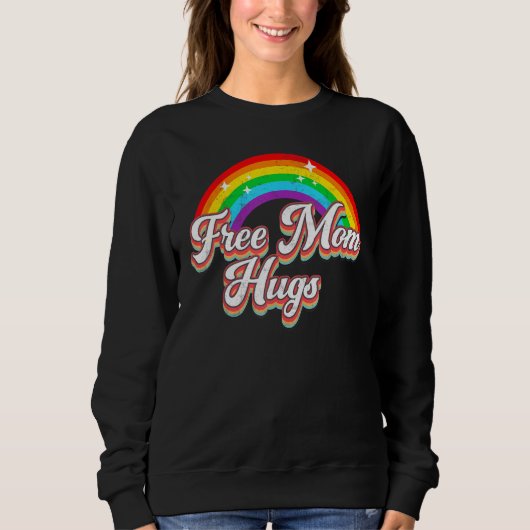 Distressed Free Mom Hugs Rainbow Heart LGBT Gay Pr Sweatshirt (Vorderseite)