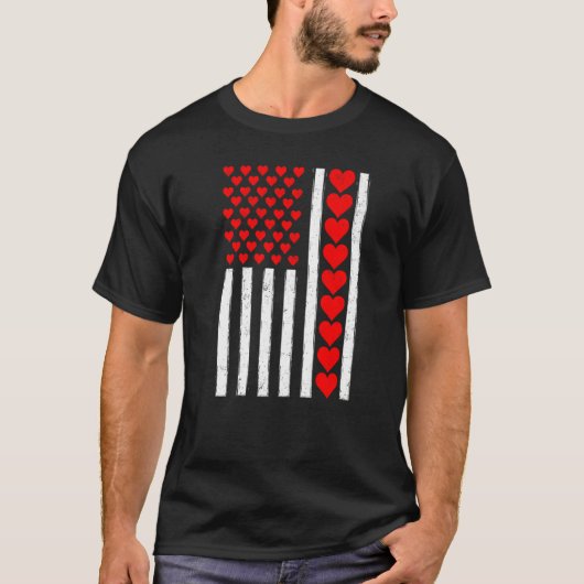 Distressed Funny American Flag Heart Valentine's D T-Shirt (Vorderseite)
