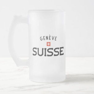 Distressed Geneve Suisse (Genfer Schweiz) Mattglas Bierglas