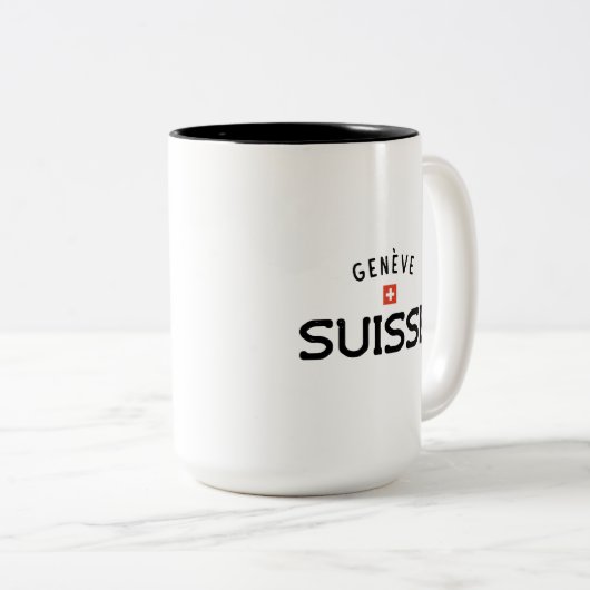 Distressed Geneve Suisse (Genfer Schweiz) Zweifarbige Tasse (VorderseiteRechts)