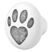 Distressed Gray Heart Pawprint Ceramic Knob Keramikknauf (Rechts)