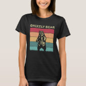 Distressed Grizzly Bear Lover Boys Girls Retro Gri T-Shirt (Vorderseite)