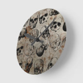 Distressed Halloween Vintage Skulls  Runde Wanduhr (Winkel)
