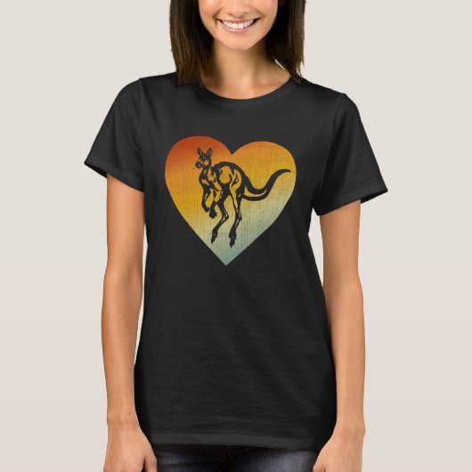 Distressed Heart Retro Style Men Women Kangaroo T-Shirt (Vorderseite)