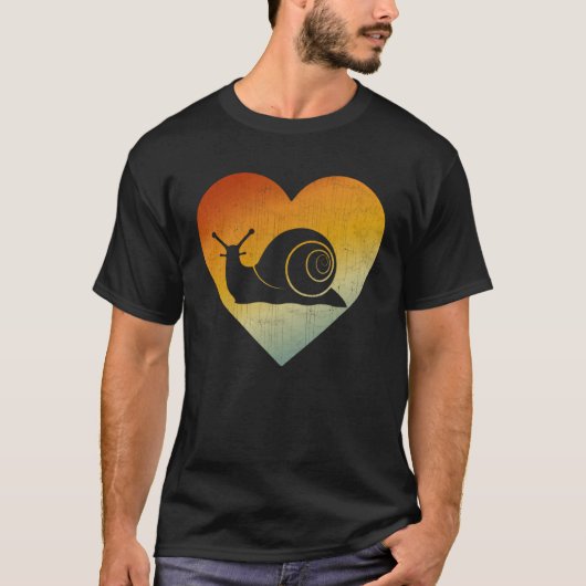 Distressed Heart Retro Style Men Women Snail T-Shirt (Vorderseite)