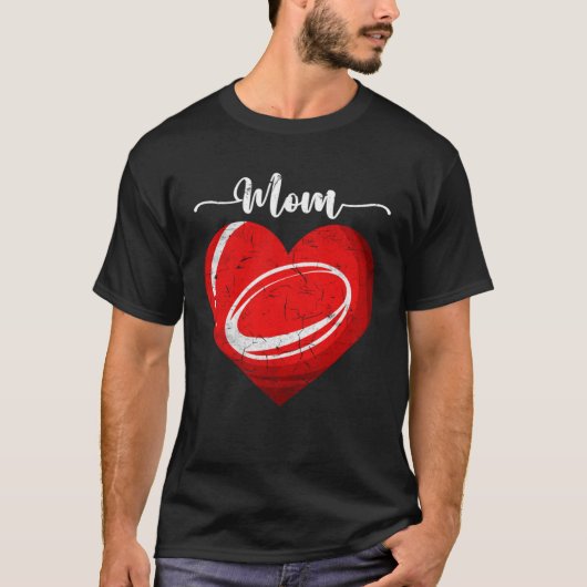 Distressed Heart Rugby Mom Heart Cute Mother s Day T-Shirt (Vorderseite)