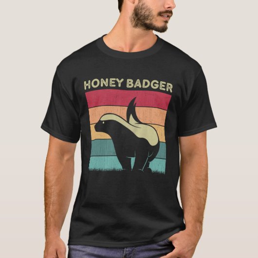 Distressed Honey Badger Lover Boys Girls Retro Hon T-Shirt (Vorderseite)