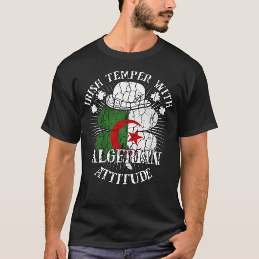 Distressed Irish Algerian Attitude Patriotic Shamr T-Shirt (Vorderseite)