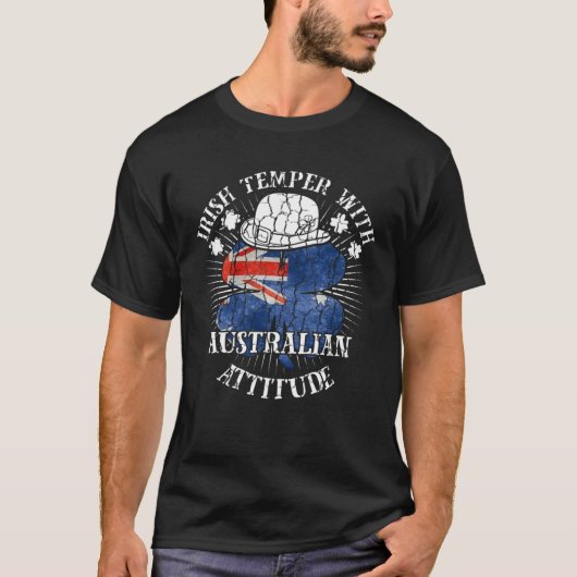 Distressed Irish Australian Attitude Patriotic Sha T-Shirt (Vorderseite)