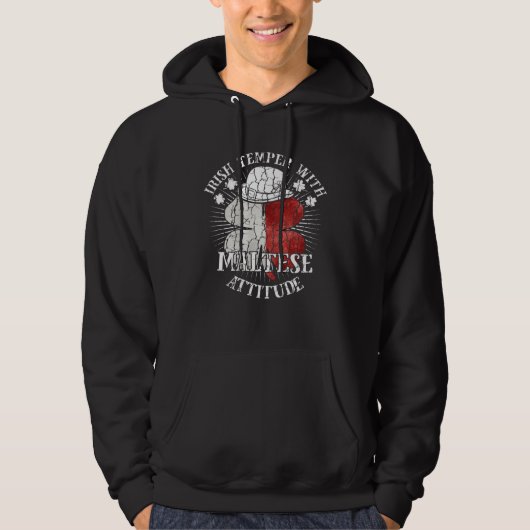 Distressed Irish Maltese Attitude Patriotic Shamro Hoodie (Vorderseite)