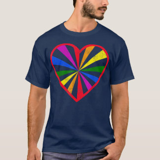 Distressed LGBTQ+ Ally Pizza Rainbow Heart Flag Pr T-Shirt