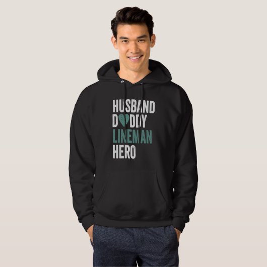 Distressed Lineman  Husband Daddy Lineman Hero Hoodie (Vorne ganz)
