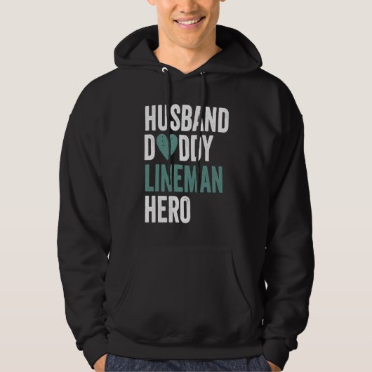 Distressed Lineman  Husband Daddy Lineman Hero Hoodie (Vorderseite)