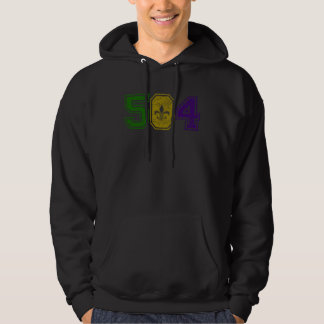 Distressed Mardi Gras Retro Fleur De Lis NOLA 504 Hoodie