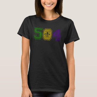 Distressed Mardi Gras Retro Fleur De Lis NOLA 504 T-Shirt