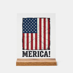 Distressed Merica Flagge Patriotisches Vektor-Shir Acrylschild