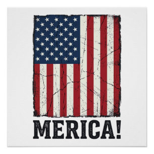 Distressed Merica Flagge Patriotisches Vektor-Shir Poster