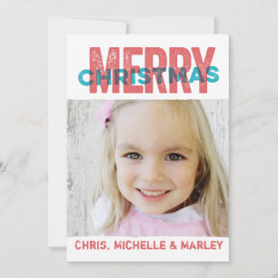 Distressed Merry Christmas Greetings Photo Card Feiertagskarte
