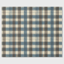 Distressed Navy and Taupe Plaid for Father’s Day Geschenkpapier