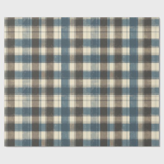 Distressed Navy and Taupe Plaid for Father’s Day Geschenkpapier (Flach)
