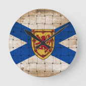 Distressed Nova Scotia Flag Runde Wanduhr (Vorderseite)
