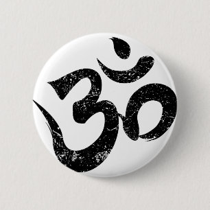 Distressed Om Meditation spirituell indische Yoga  Button