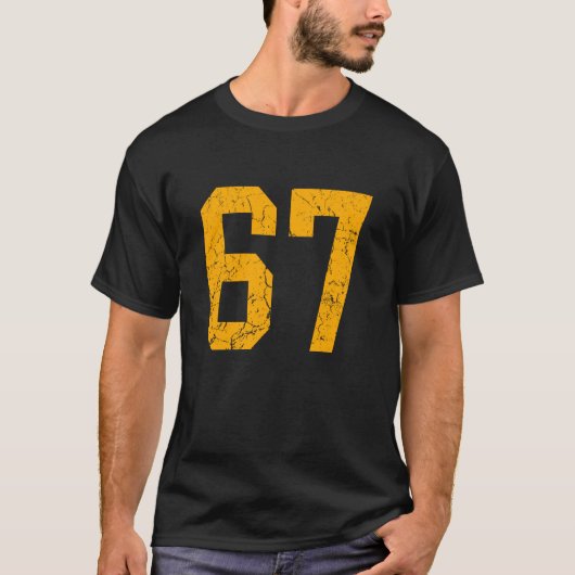 Distressed Orange Number 67 Jersey Player Uniform T-Shirt (Vorderseite)